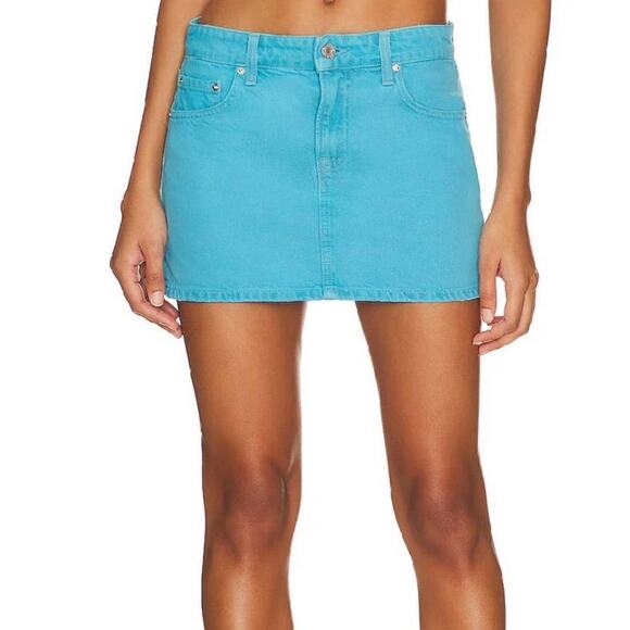Joe's Jeans Denim Jean Mini Skirt Teal Aqua Turquoise Green Blue sz 4 27 - Picture 2 of 11
